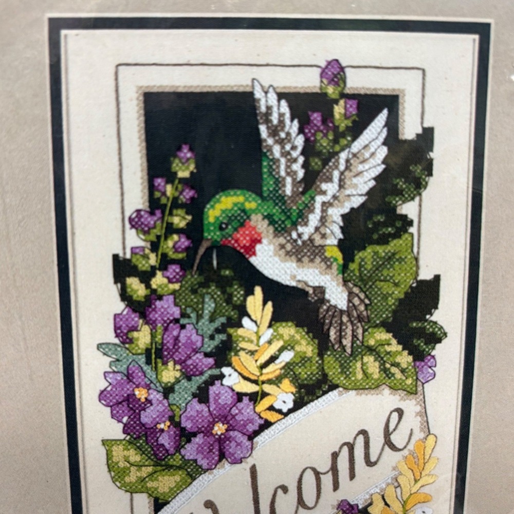 Dimensions Hummingbird Welcome Cross Stitch Kit 3189 Vintage 2000 Floral - Picture 3 of 7
